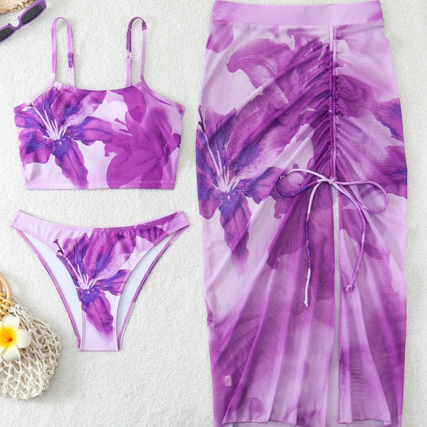 Women's Bikini Set with Floral Kaftan Mune Fashion
