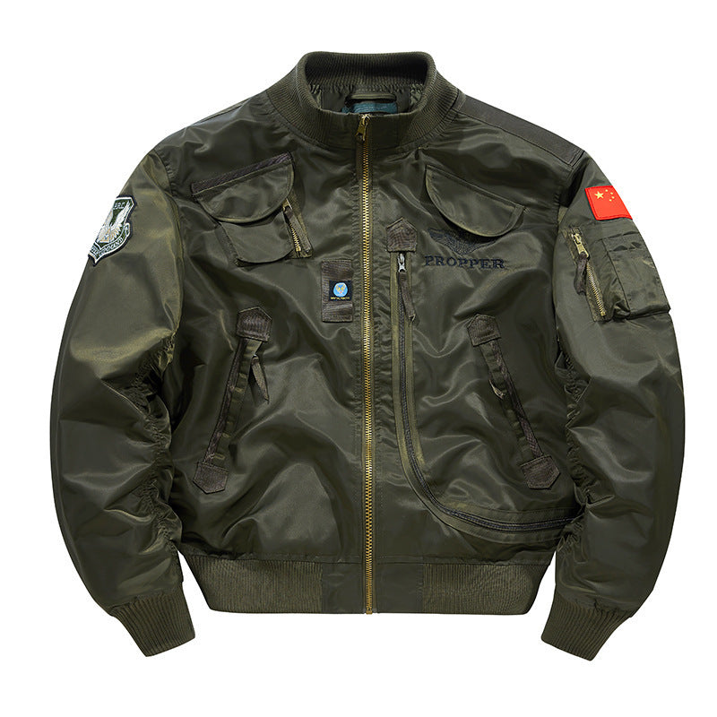 Men's Pilot Bomber Jacket with Vintage Utility Pockets and Classic Aviator Cut Mune Fashion