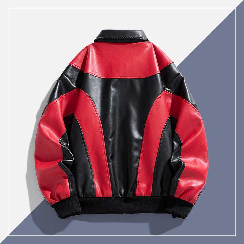 Men's Modern Leather Jacket with Color Block Design Mune Fashion