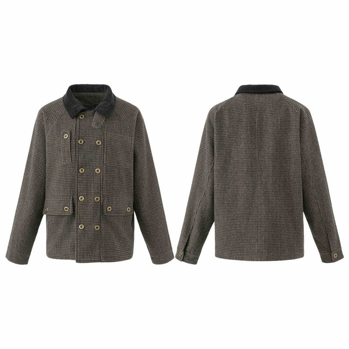 Men's double-breasted wool blend blouson with corduroy collar and patch pockets Mune Fashion