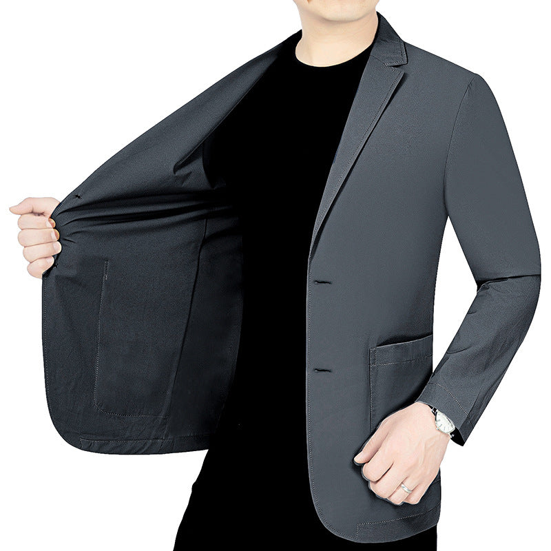 Men's Lightweight Elastic Summer Blazer with Three-Quarter Sleeves and Slim Fit Mune Fashion
