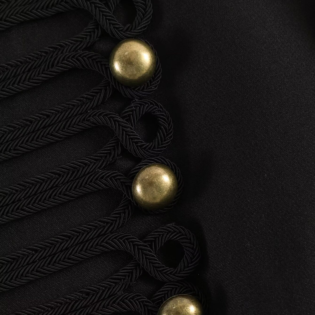 Women's short blazer in parade and military look with decorative cord applications and decorative buttons Mune Fashion