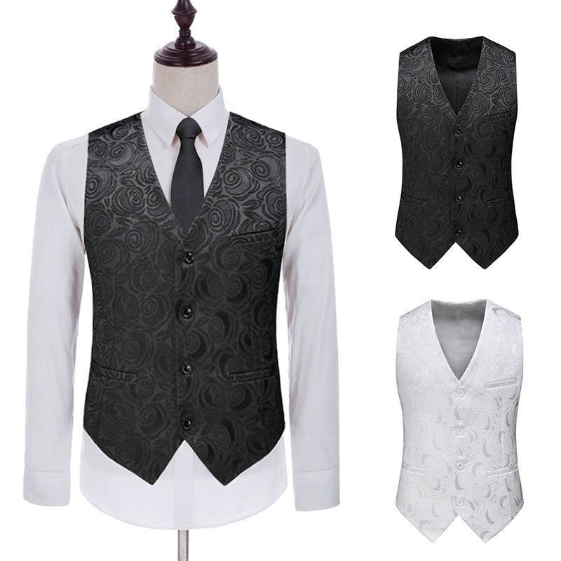 Men's jacquard vest with ornamental structure, pointed hem and satin back Mune Fashion