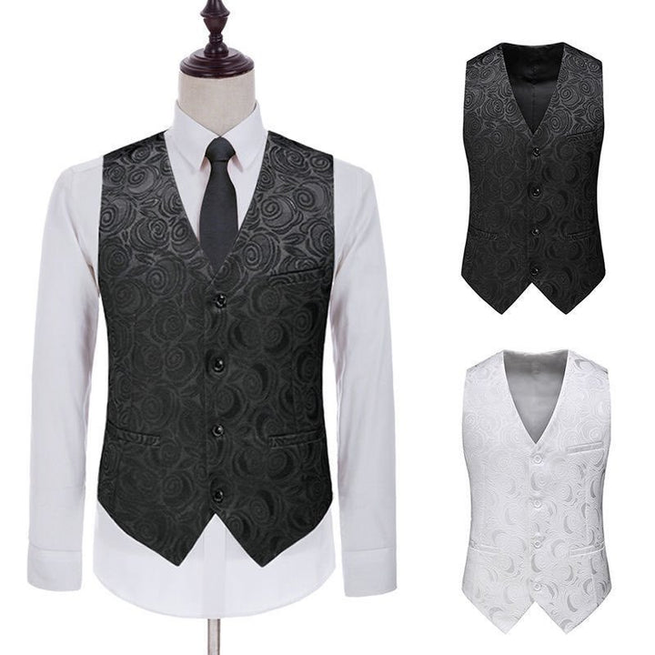 Men's jacquard vest with ornamental structure, pointed hem and satin back Mune Fashion