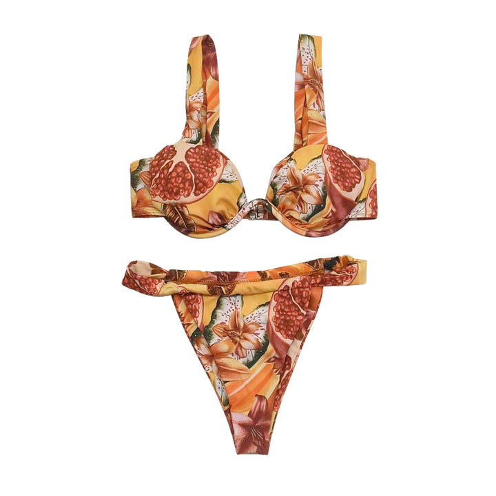 Ladies Push-Up Bikini with fashionable straps and floral pattern Mune Fashion