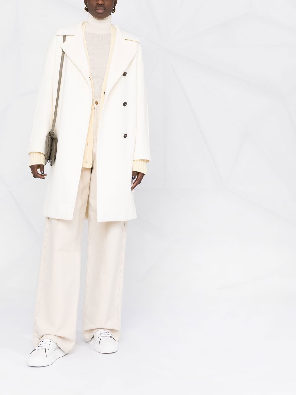 Ladies Oversize Wool Blend Coat with Dropped Shoulders and Minimalist Button Placket Mune Fashion
