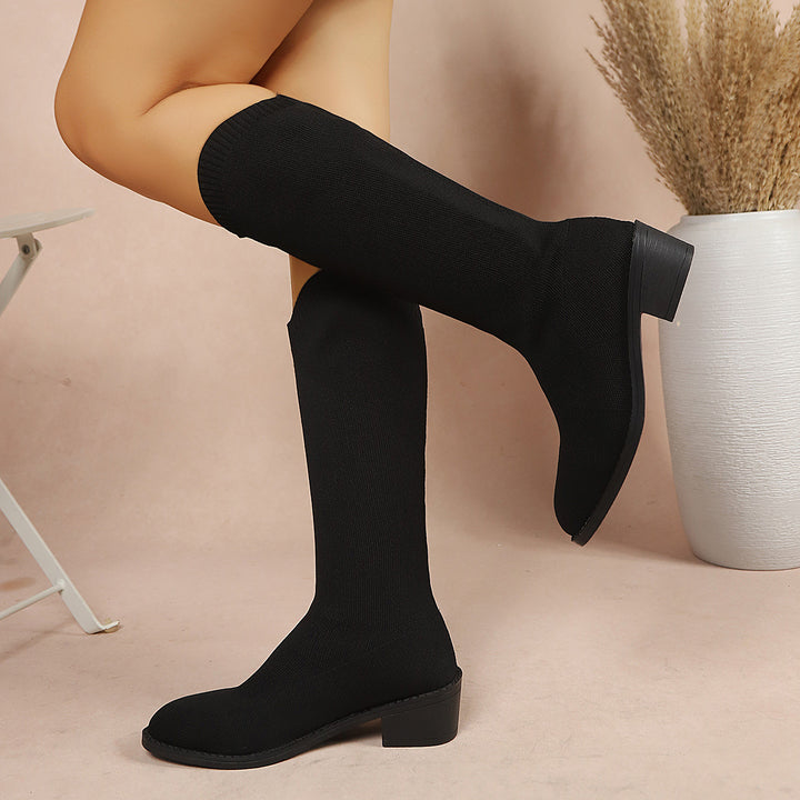 Women's High Boots with Elegant Block Heel Mune Fashion
