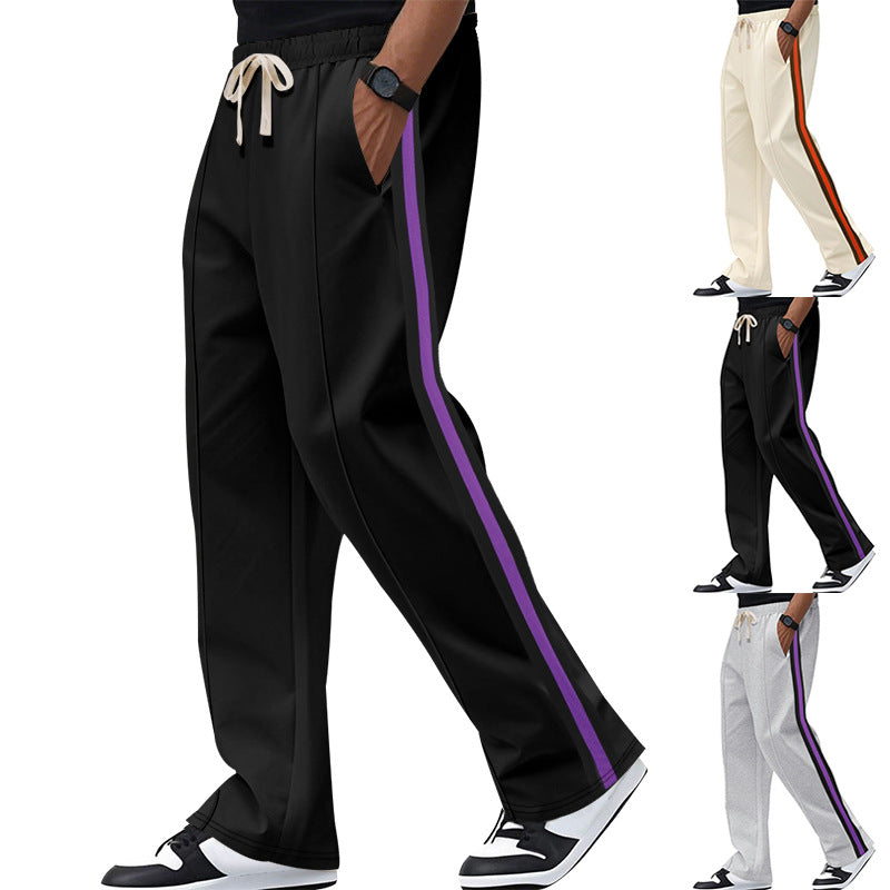 Men's loosely falling casual chinos with side contrast stripe and drawstring waistband Mune Fashion