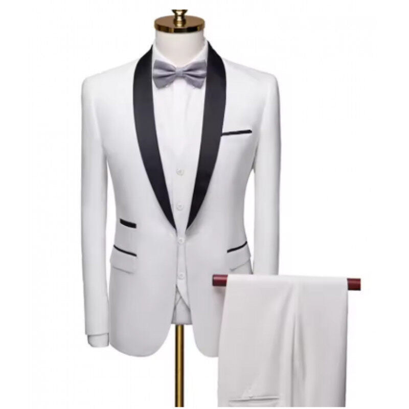 Men's tailor-made tuxedo with shawl collar, vest, and elegant evening trousers Mune Fashion
