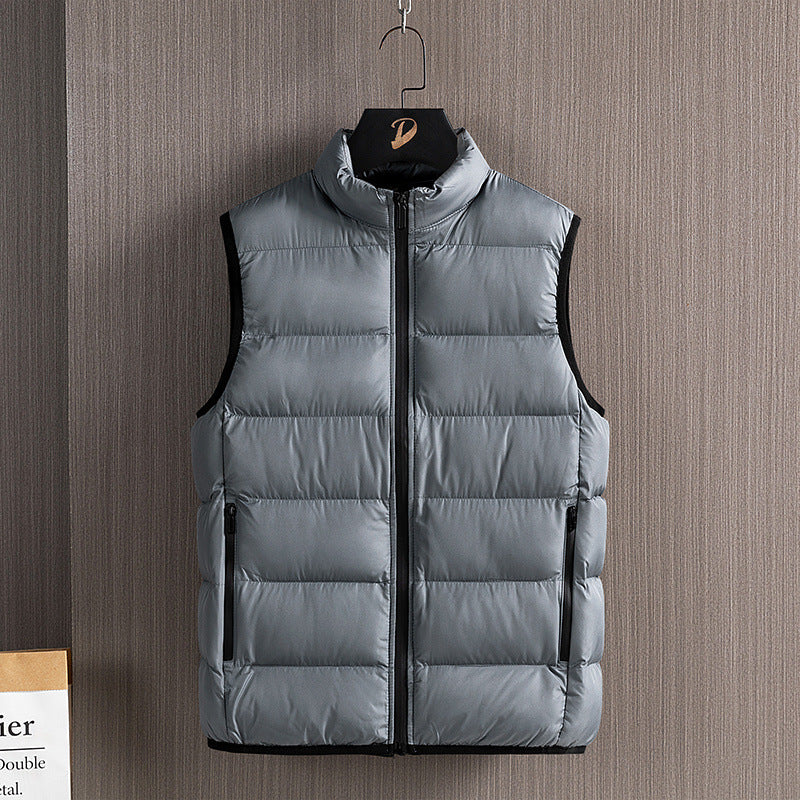 Men's Lightweight Down-Alternative Quilted Vest with Windproof Outer Shell, Stand Collar and Water-Repellent Zippers Mune Fashion