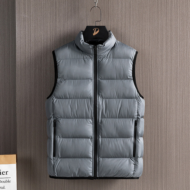 Men's Lightweight Down-Alternative Quilted Vest with Windproof Outer Shell, Stand Collar and Water-Repellent Zippers Mune Fashion