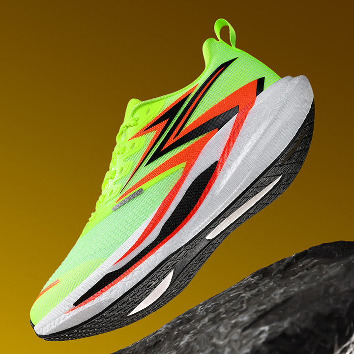 Unisex dynamic road running shoes with curved rocker midsole, reactive EVA cushioning and breathable knitted upper material Mune Fashion
