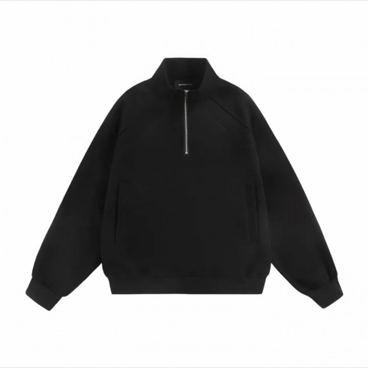 Unisex Half-zip Sweatshirt with raglan sleeves, side pockets and ribbed hem Mune Fashion