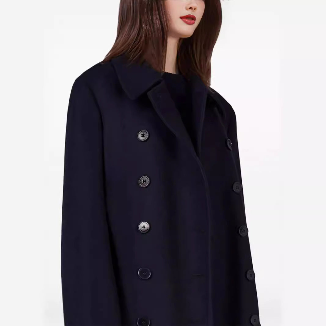 Women’s maximal long double-breasted wool coat with loose oversized fit Mune Fashion