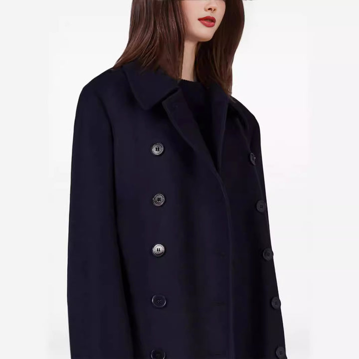 Women’s maximal long double-breasted wool coat with loose oversized fit Mune Fashion