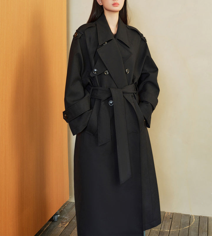 Women's fashionable trench coat with double button placket Mune Fashion