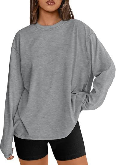 Women's Oversize Sweatshirt with Round Neck and Extended Hem Drune