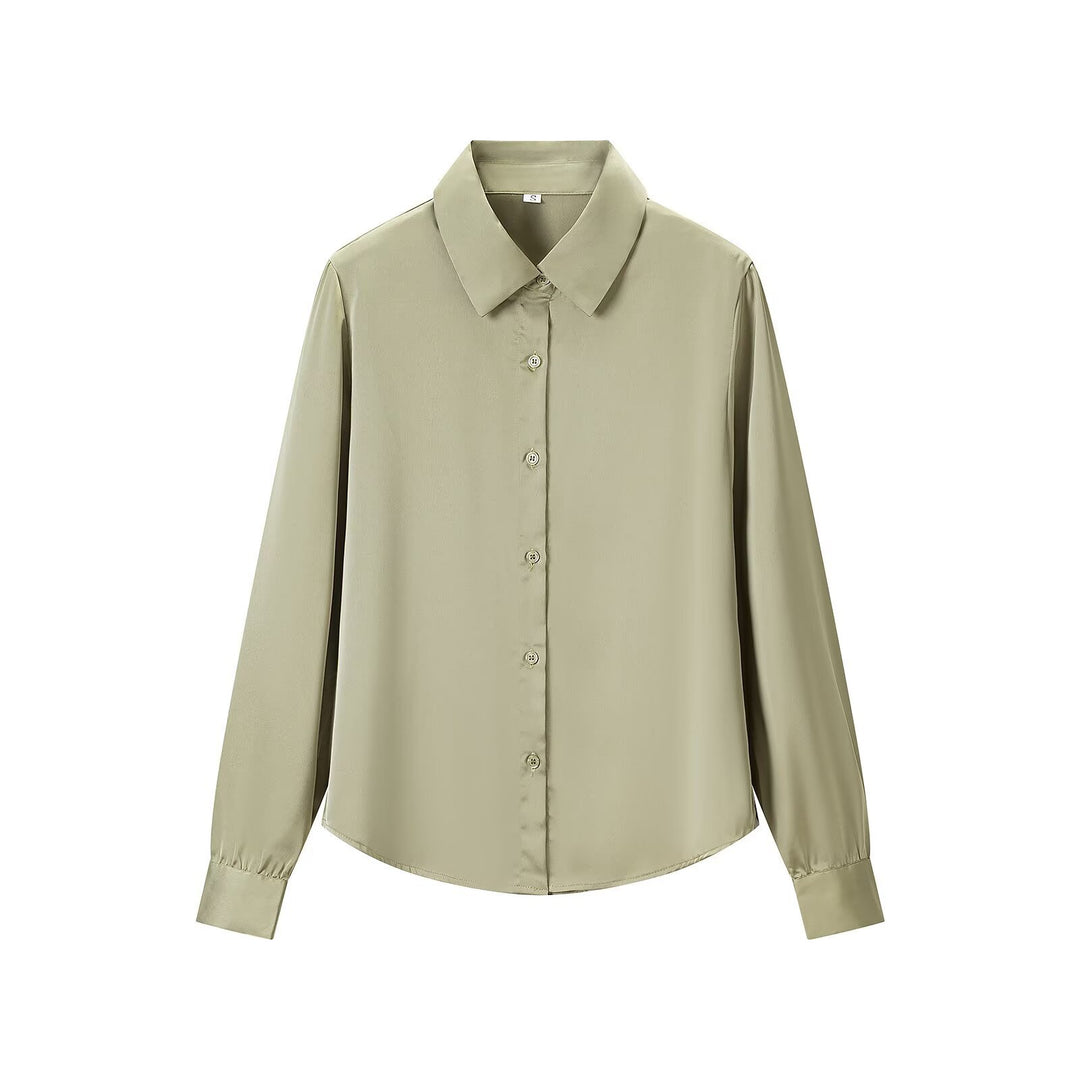 Women's fluid shirt with extended back hem, Kent collar and cuffs Mune Fashion