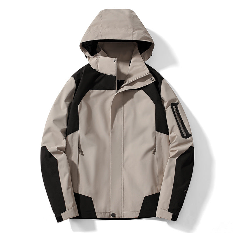 Men's technical softshell hooded jacket with contrast panels and zippered sleeve pocket Mune Fashion