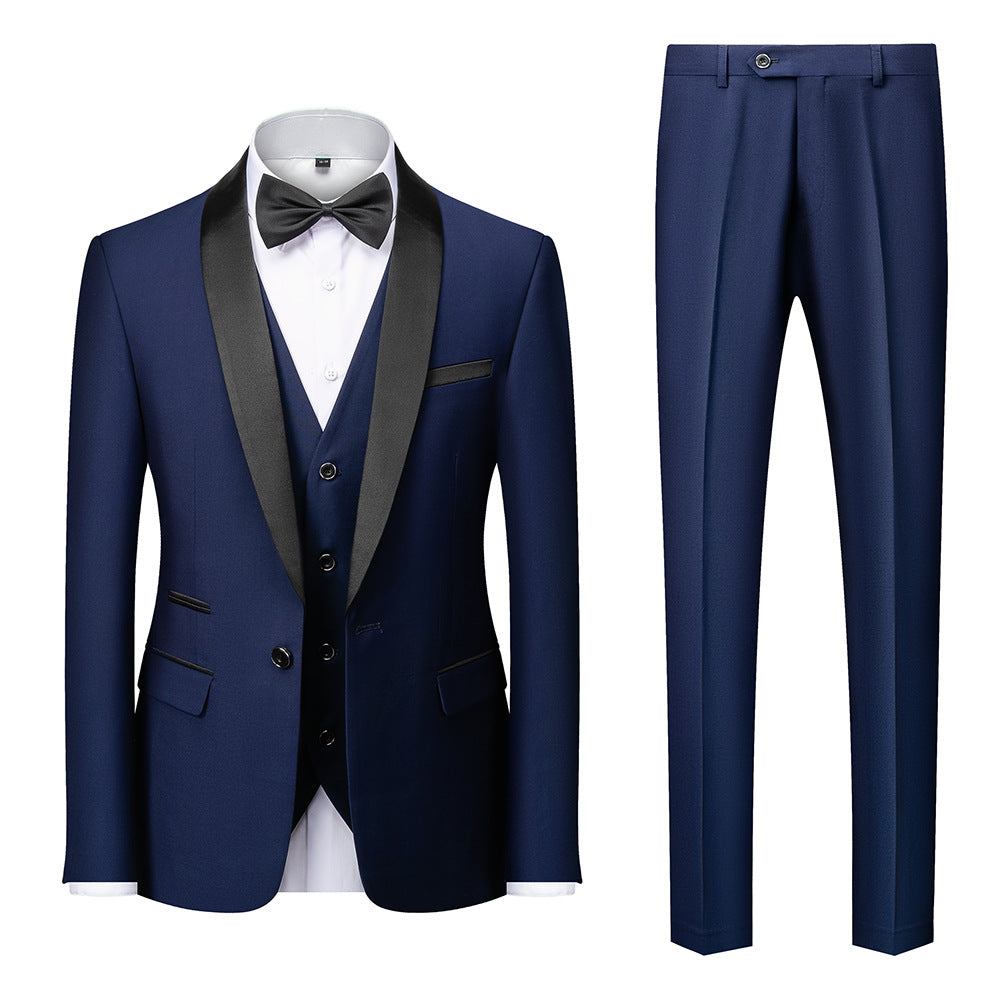 Men's single-breasted tuxedo with shawl collar, vest, and slim fit dress pants Mune Fashion