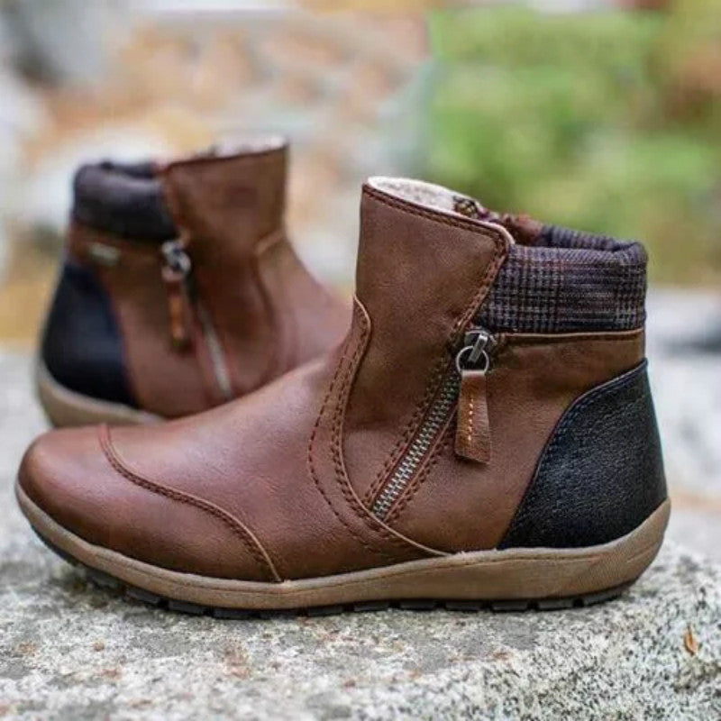 Women ankle-high zip ankle boots made of faux leather with lining and slip-resistant profile sole Mune Fashion