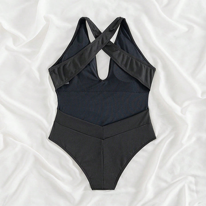 Women High-Cut V-Neck One-Piece Swimsuit Mune Fashion
