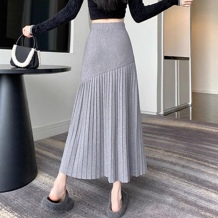 Women's Pleated Maxi Skirt with Asymmetric Design Mune Fashion
