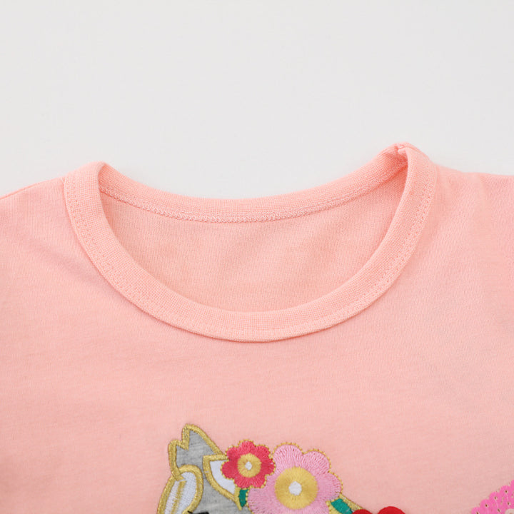 Girls T-shirt with playful unicorn design and ruffle details Mune Fashion