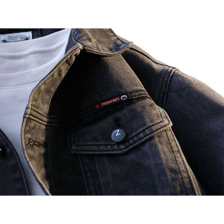 Men's Stone-Washed Oversized Denim Jacket with Chest Flap Pockets and Full Button Placket Mune Fashion