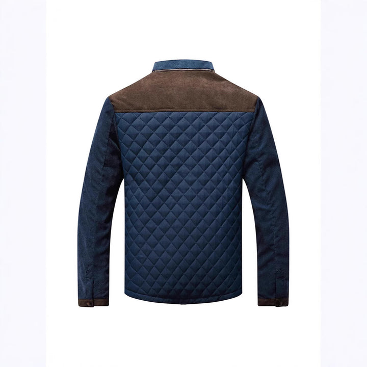 Men's quilted jacket with diamond quilting, contrast trim and stand-up collar Mune Fashion