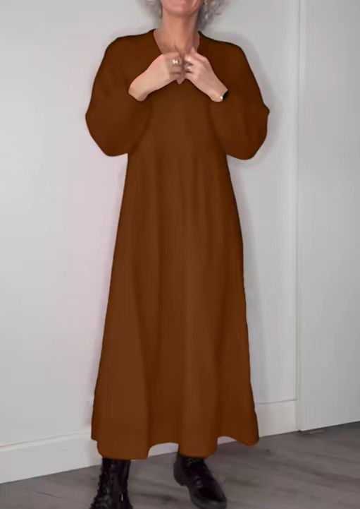 Women's ankle-length jersey dress with empire seam and balloon sleeves Mune Fashion