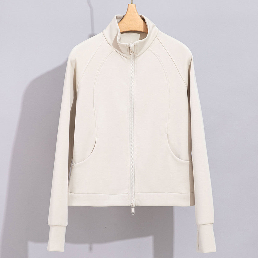 Women's Performance Training Jacket with Stand Collar and Thumb Hole Mune Fashion