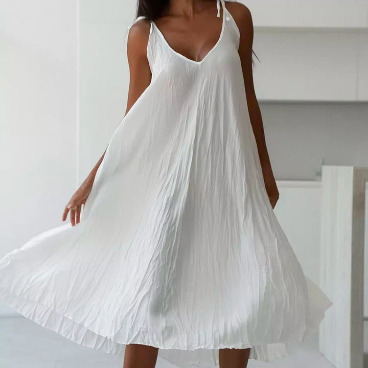 Mune | Women's White Loose Idle Long Slip Nightgown Casual Comfortable Outerwear Homewear
