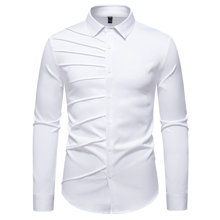 Men's Tailored Business Shirt with Diagonal Pleat Design Mune Fashion