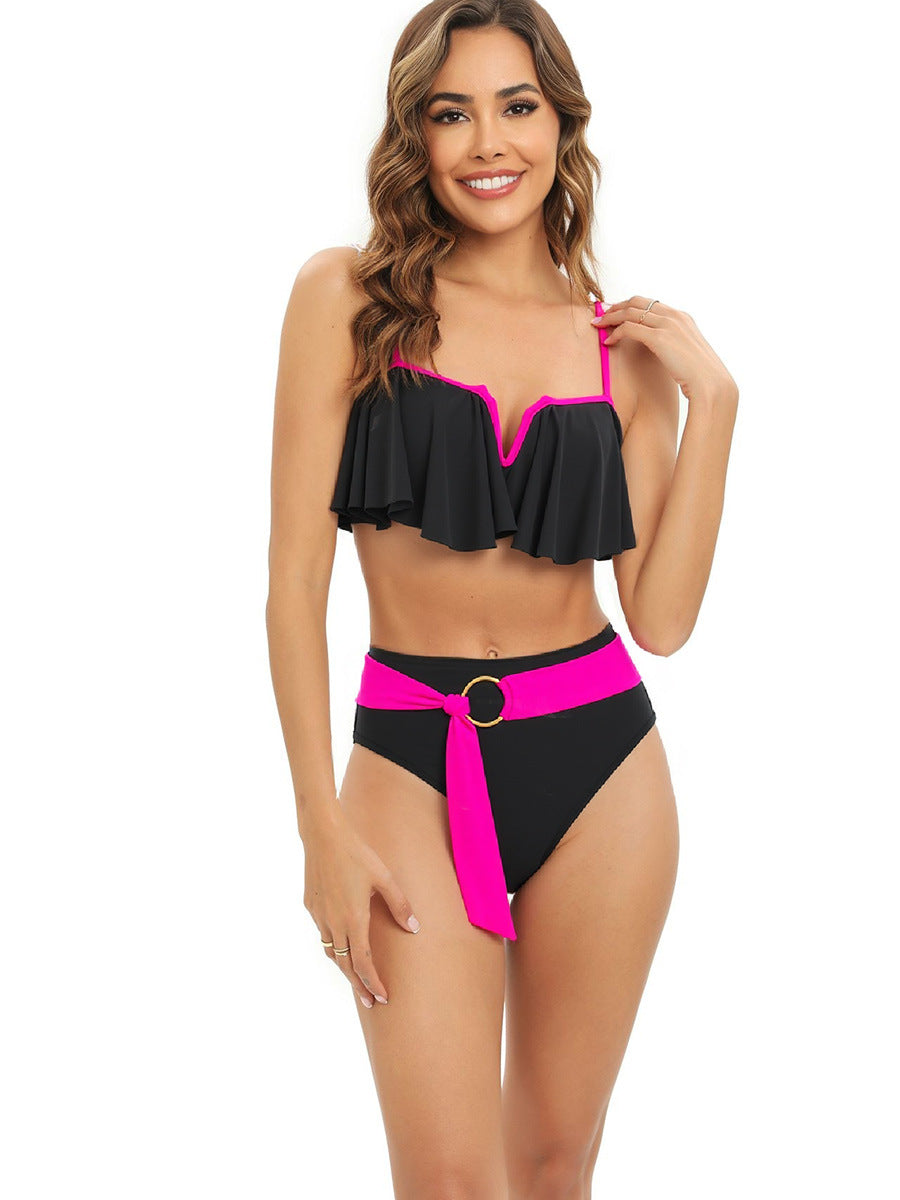 Women's Bikini Set with stylish ruffle and elegant belt Mune Fashion