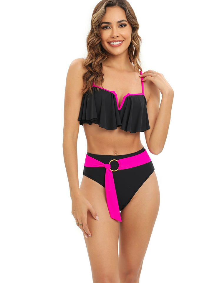 Women's Bikini Set with stylish ruffle and elegant belt Mune Fashion