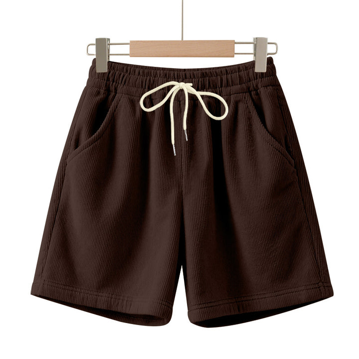 Men's ribbed jersey shorts with elastic waistband, decorative drawstring, and side slant pockets Mune Fashion