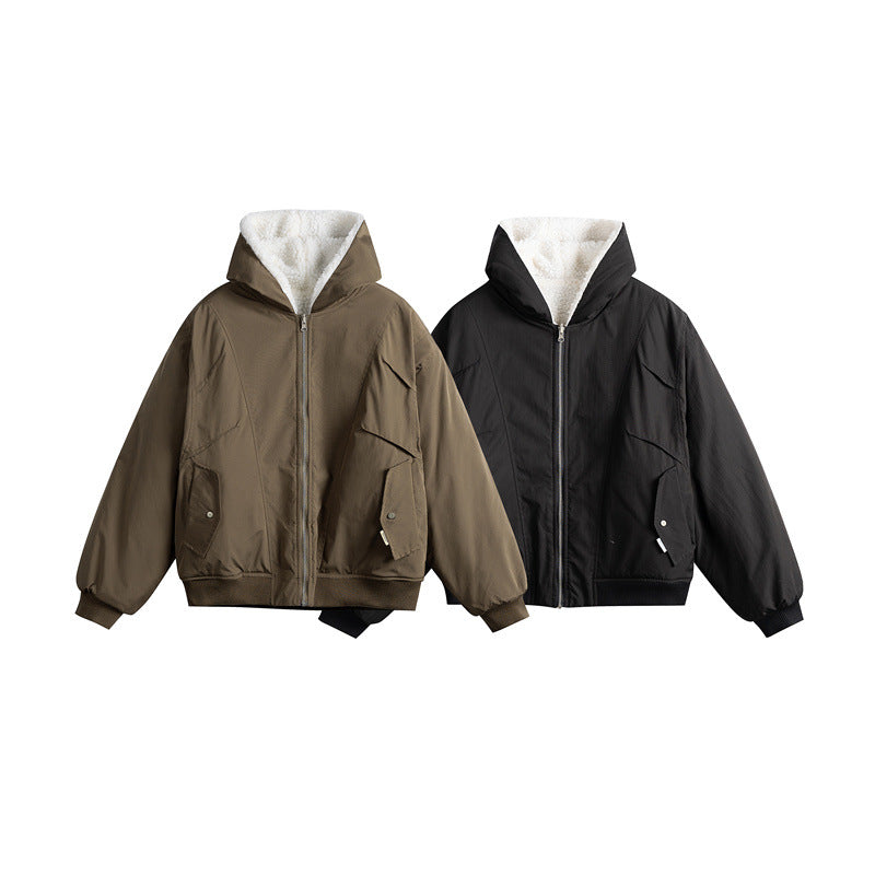 Unisex Oversize Utility Bomber with padded teddy lining and asymmetrical flap pockets Mune Fashion