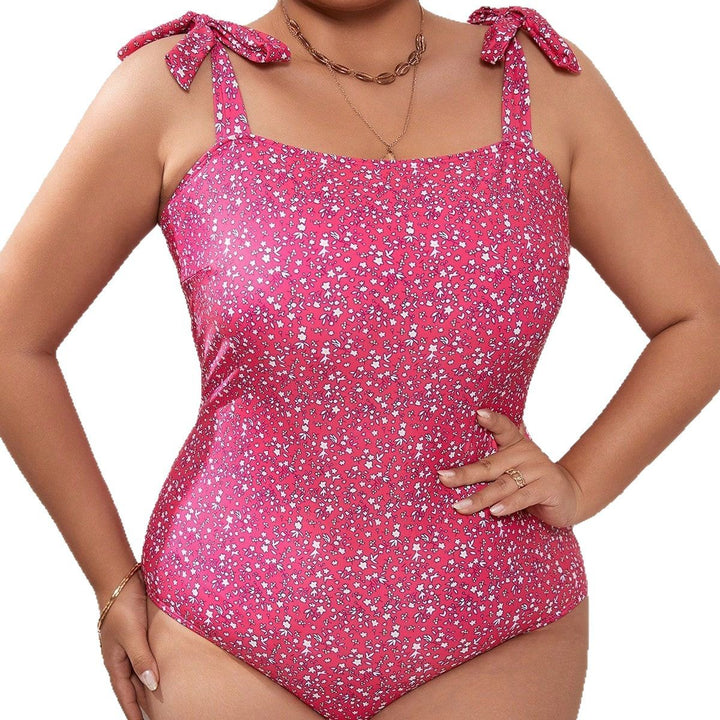 Women's One-Piece Swimsuit with Playful Floral Pattern and Practical Straps Mune Fashion