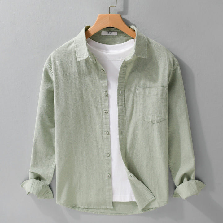 Men's Soft-Touch Cotton Blend Overshirt in Layering Look with Chest Pocket Mune Fashion