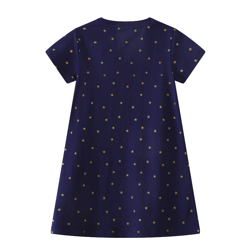 Girl short sleeve dress with charming unicorn motif Mune Fashion