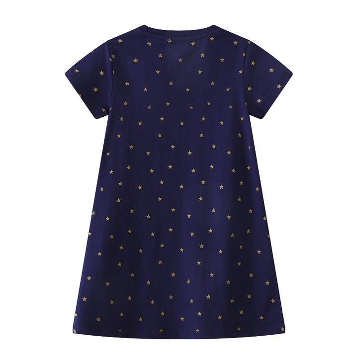 Girl short sleeve dress with charming unicorn motif Mune Fashion