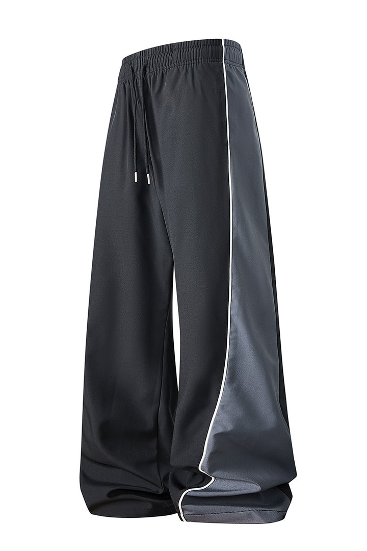 Men's Extra Wide Trackpants with Shiny Side Inserts & Contrast Piping Mune Fashion