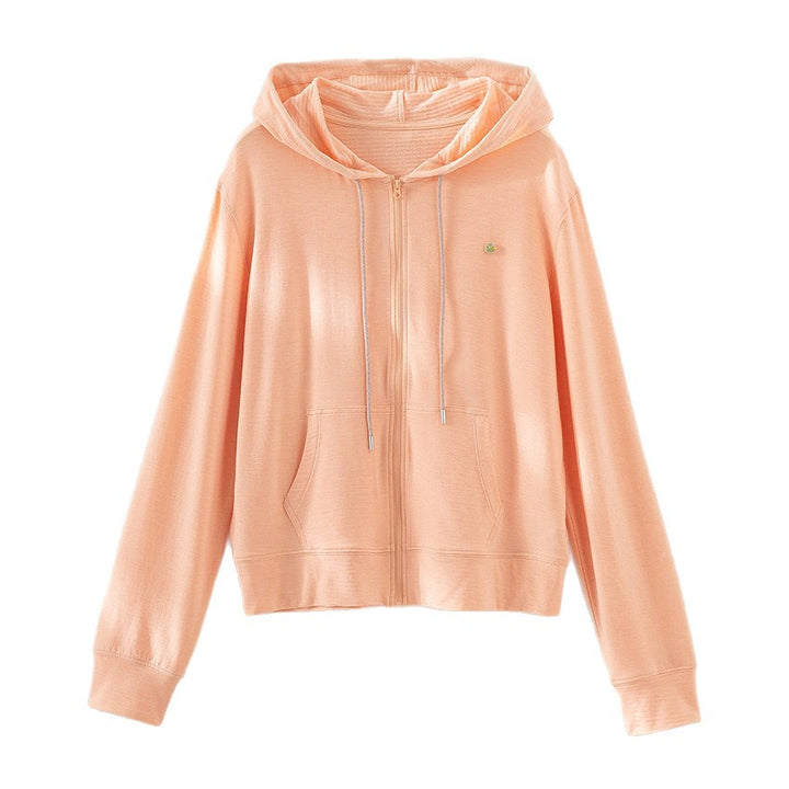 Women's lightweight hooded sweat jacket made of slub jersey with full zip and kangaroo pockets Mune Fashion
