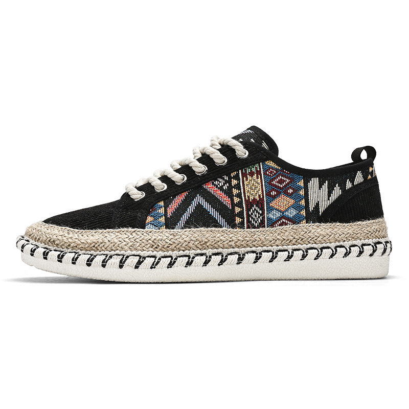 Unisex Espadrille sneaker with woven jute midsole and ethnic woven pattern Mune Fashion
