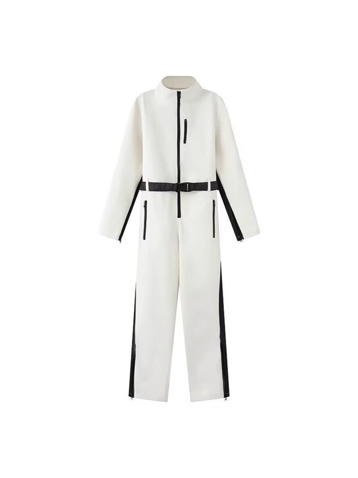 Women’s Utility Overall with High Collar, Functional Zippers and Waist Belt Mune Fashion