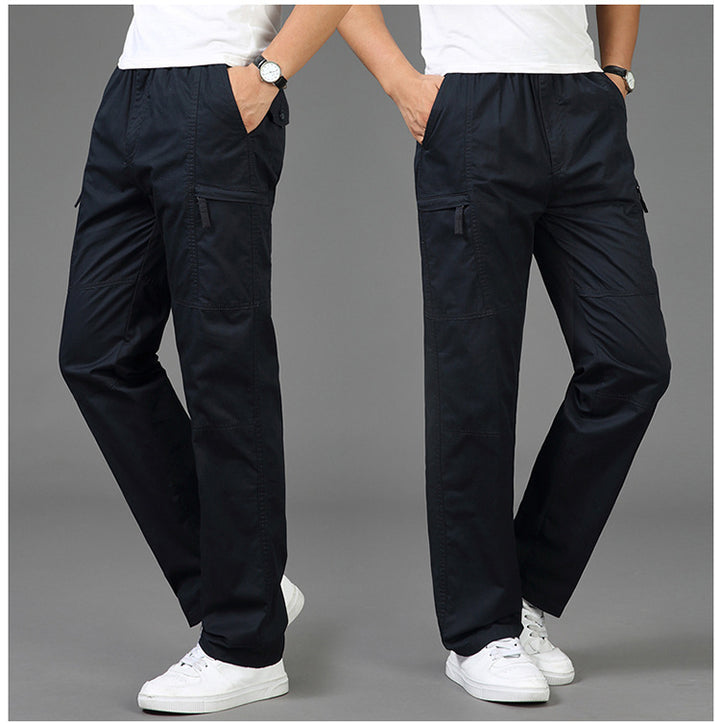 Women’s loose cargo pants with elastic waistband, multiple pockets and knee darts Mune Fashion
