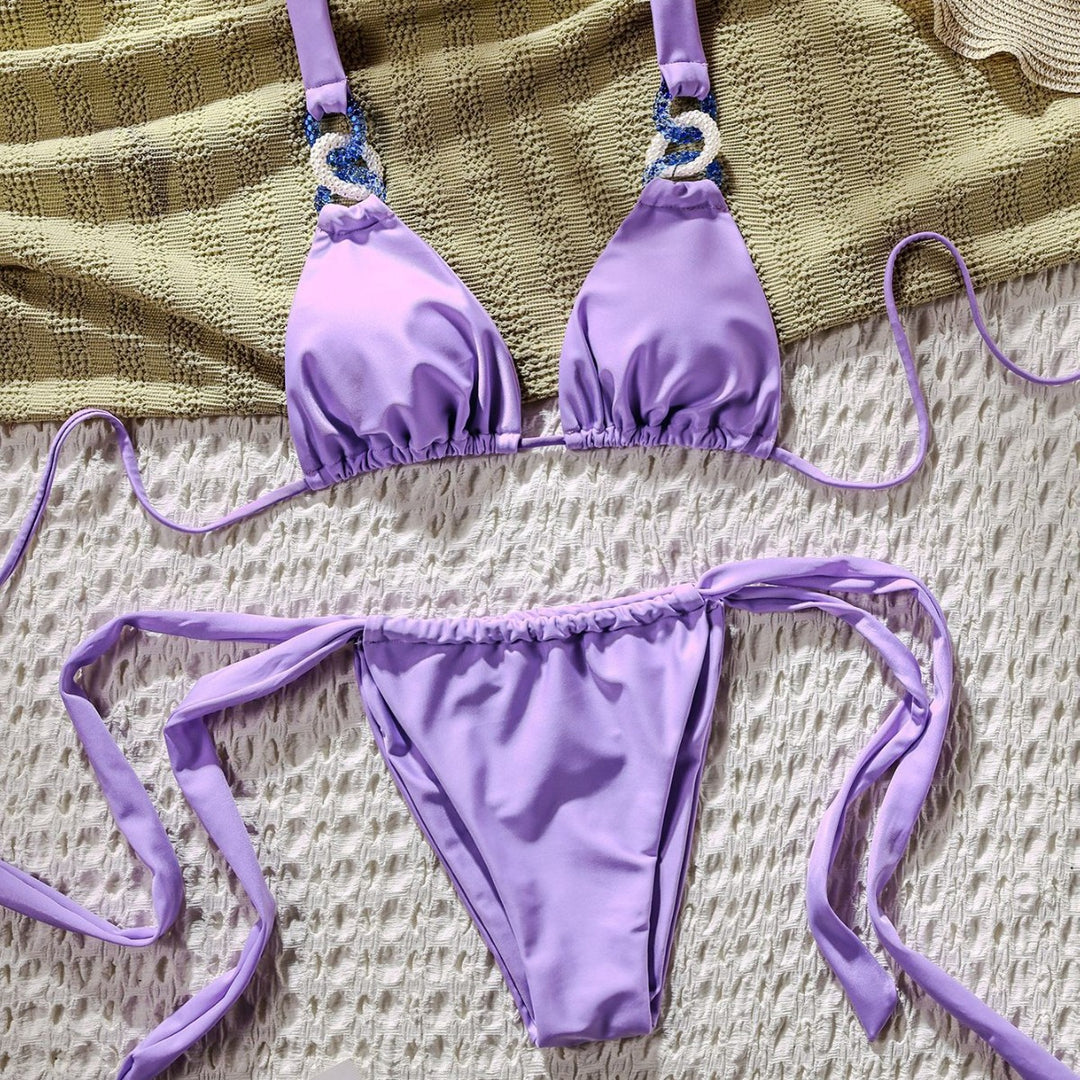 Women's Triangle Bikini with fashionable appliqués Mune Fashion
