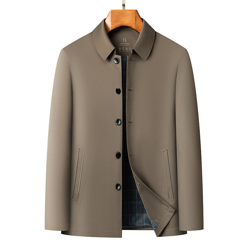 Men's short coat with minimalist design and checkered inner lining Mune Fashion