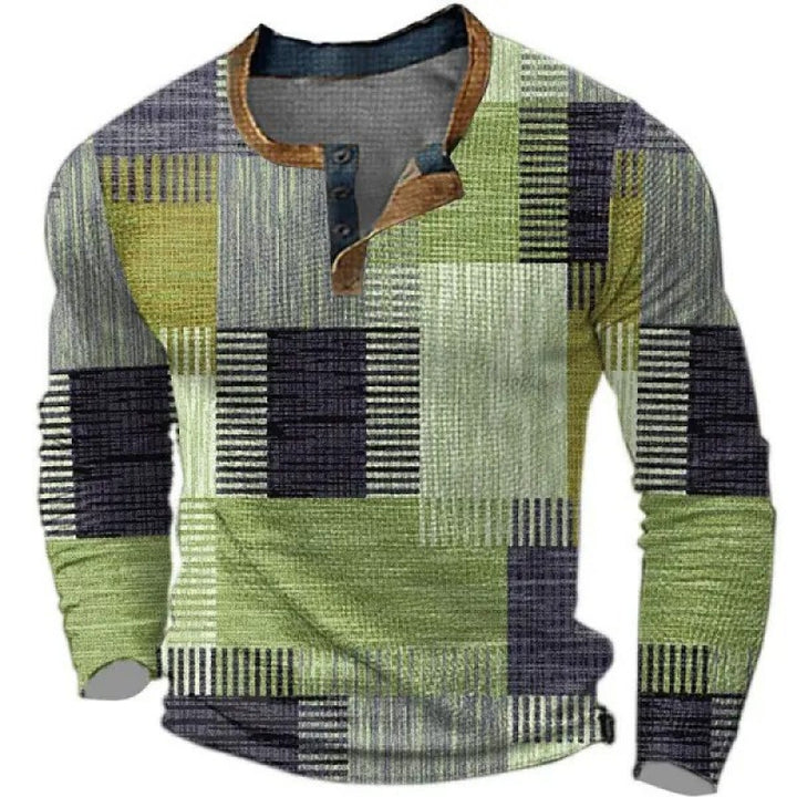 Men's sporty long-sleeve shirt with button placket Mune Fashion